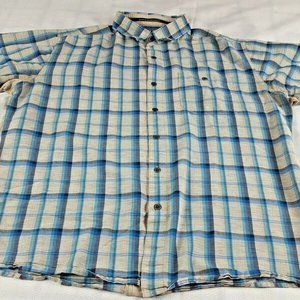 Men's KUHL Short Sleeved Plaid Cotton/Linen Blend Casual Button Up Shirt Large